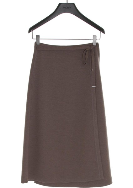 Sport Bağlamalı Midi Boy Yünlü Kruvaze Etek