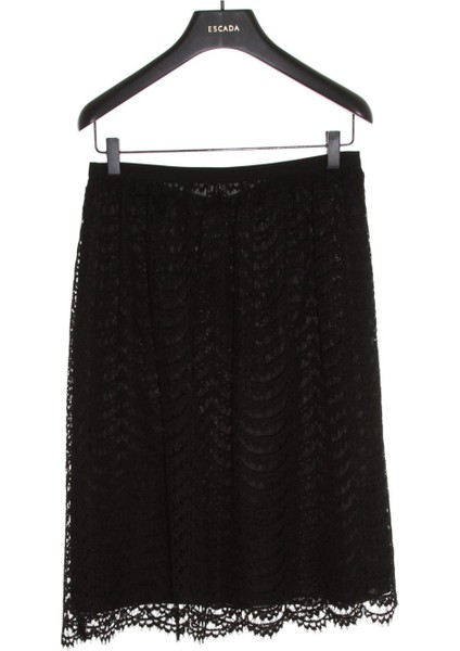 Dantelli Orta Boy Siyah Pamuklu Etek