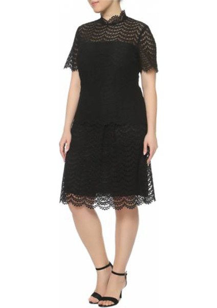 Dantelli Orta Boy Siyah Pamuklu Etek modelleri