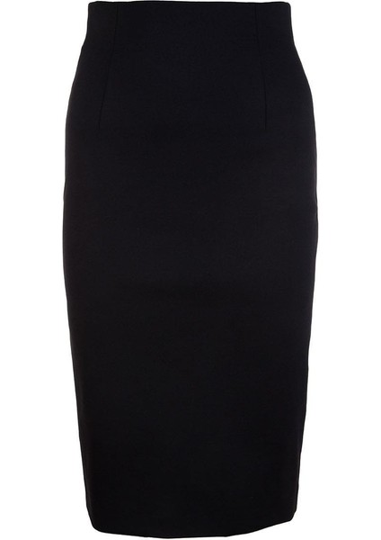 Fermuarlı Midi Boy Siyah Kalem Etek