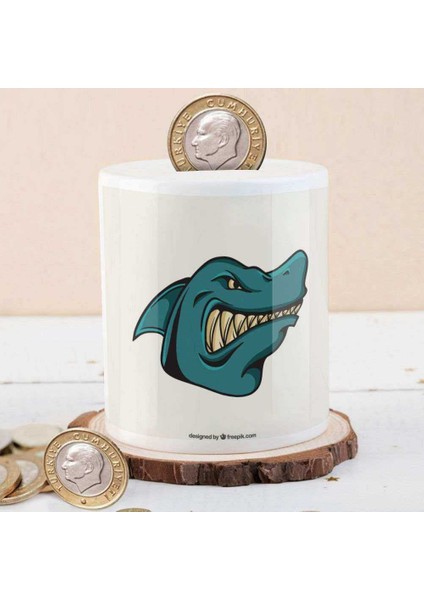 Iri Dişli Köpek Balığı Baskılı Para Birikim KUMBARASI-2147505150