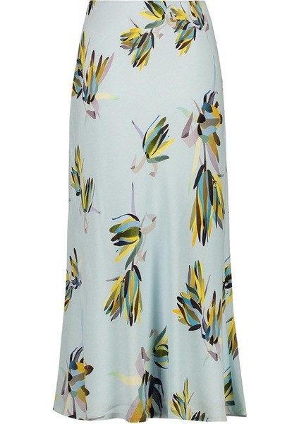 Sport Turkuaz Desenli Midi Boy Viskon Etek indirimleri