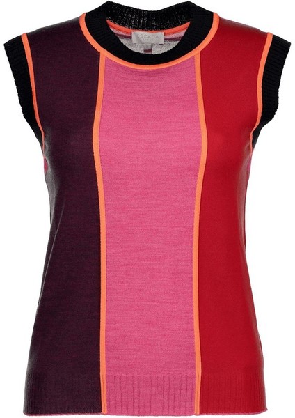 Sport Renk Bloklu Bisiklet Yaka Kolsuz Yün Triko Kazak indirimleri