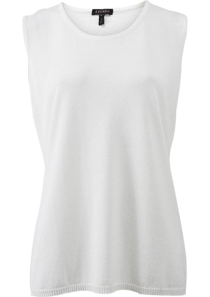 Bisiklet Yaka Kolsuz Ekru Pamuklu Kazak