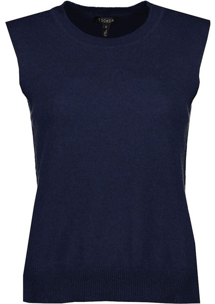 Bisiklet Yaka Kolsuz Lacivert Yün ve Kaşmir Triko Kazak indirimleri