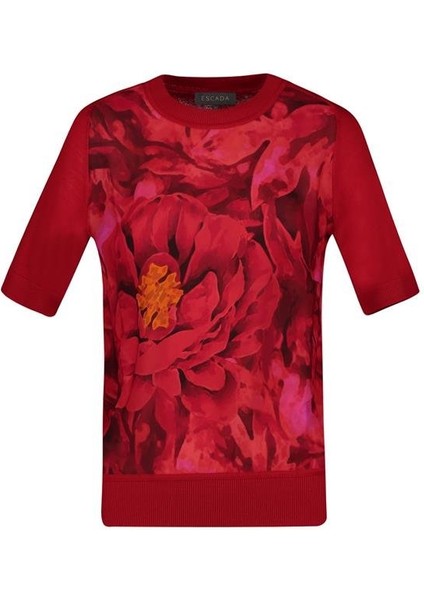 Kısa Kol Kırmızı Ipek ve Yün Kazak fiyatları