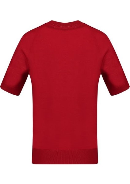 Kısa Kol Kırmızı Ipek ve Yün Kazak modelleri