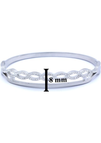 Bz 316L Çelik Zirkon Taşlı Şık Kadın Spor Kelepçe BLZ-431 fırsatları