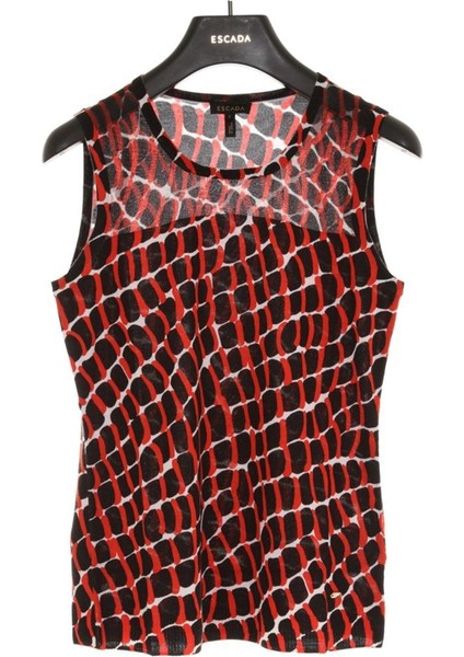 Transparan Yaka Kolsuz Kırmızı Yün ve Ipek Triko Kazak