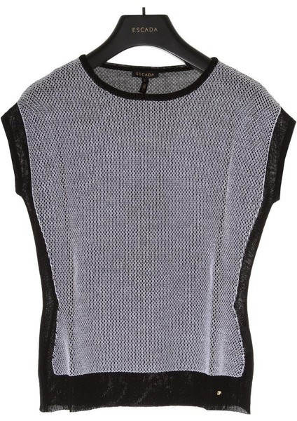 File Desenli Düşük Kol Yuvarlak Yaka Kazak