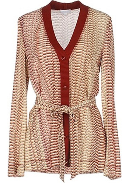 Sport Piton Desenli Kuşaklı Orta Boy Bej Hırka fiyatları