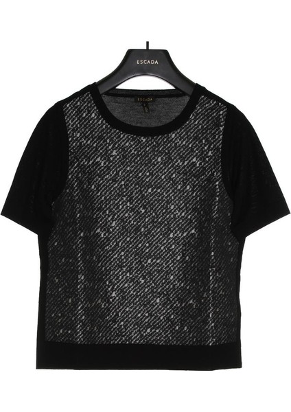 Desenli Bisiklet Yaka Kısa Kol Yün Kazak fırsatları