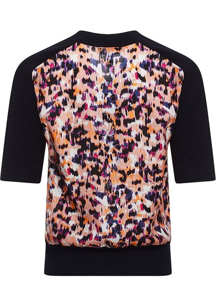 V Yaka Kısa Kol Renkli Ipek ve Yün Kazak indirimleri