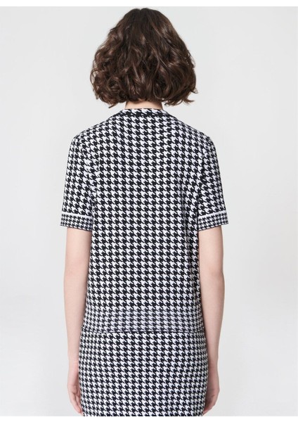 Desenli Bisiklet Yaka Kısa Kol Siyah Kazak modelleri