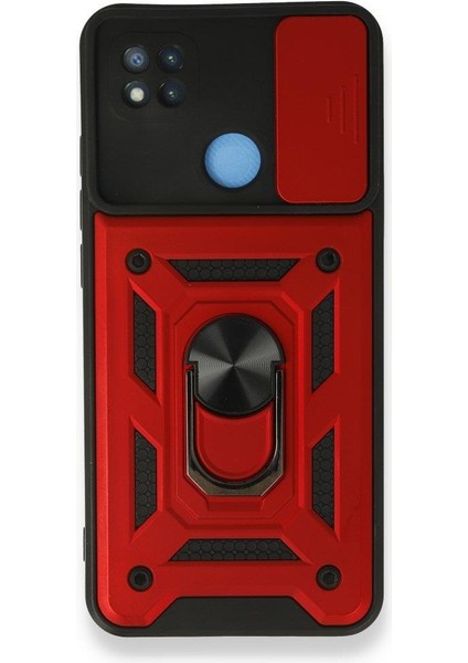 Xiaomi Redmi 9c Ile Uyumlu Kılıf Kamera Korumalı Sürgülü Yüzüklü Standlı Tank