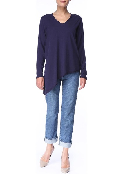 Asimetrik Kesim V Yaka Yırtmaçlı Kaşmir Kazak fiyatları