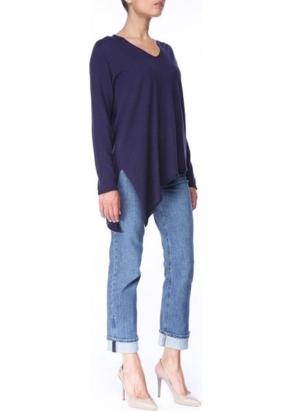 Asimetrik Kesim V Yaka Yırtmaçlı Kaşmir Kazak modelleri