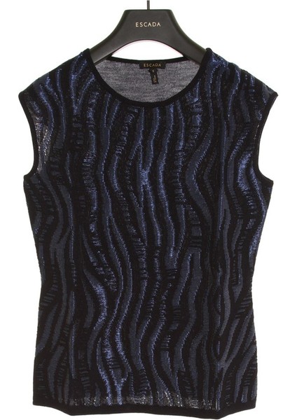 Örgü Desenli Kolsuz Lacivert Yünlü Kazak