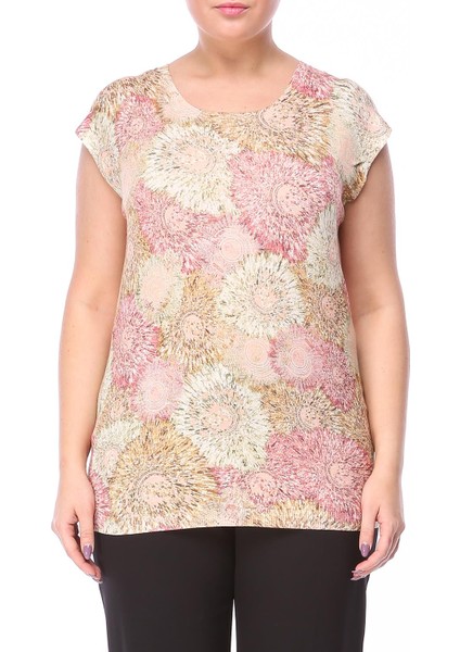 Sport Desenli Bisiklet Yaka Kolsuz Bej Yünlü Kazak