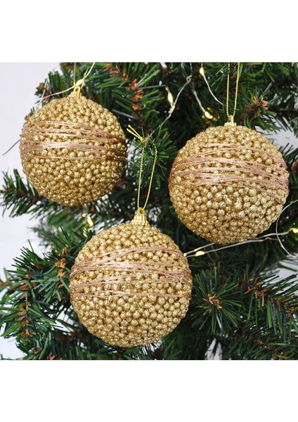 Pırıltılı Yılbaşı Ağaç Süsleme Topu 8cm 3lü