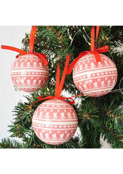 Kalp Yılbaşı Ağaç Süsleme Topu 8cm 3lü