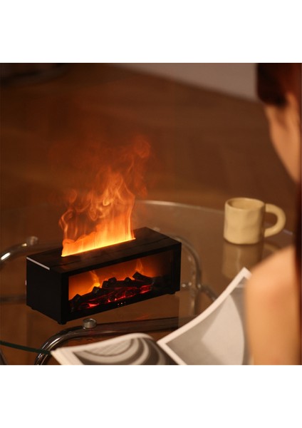 Alev Aroma Difüzörü Şömine Esansiyel Yağ Hava Nemlendiricisi Gerçekçi Ateş Gece Işığı ile Soğuk Sis Difüzörü A (Yurt Dışından)