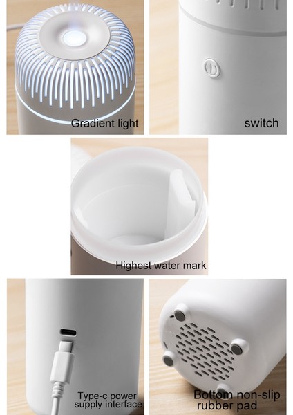 Araba Aromaterapi Nemlendirici, USB Sis Makinesi 100ML Ultrasonik Hava Aroma Difüzörü Ev/yatak Odası Pembe (Yurt Dışından)