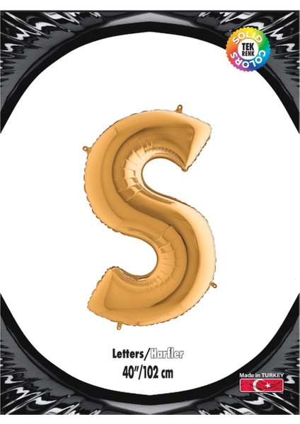 S Harf Altın Folyo Balon 40"
