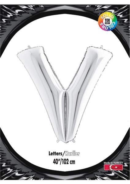 V Harf Gümüş Folyo Balon 40"