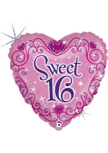 Sweet 16 Sparkles Hologram Folyo Balon 18"