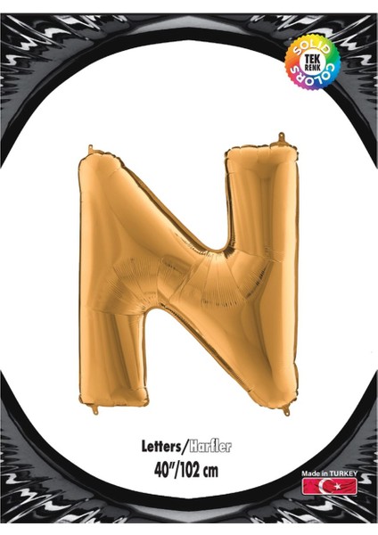 N Harf Altın Folyo Balon 40"