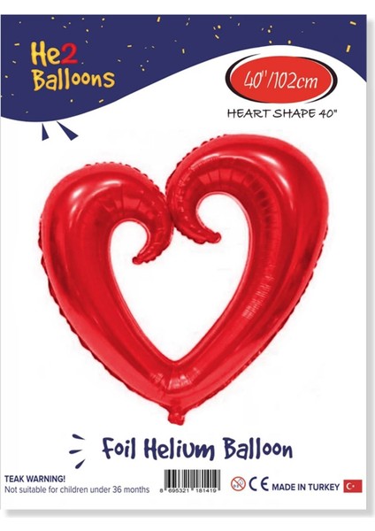 Kırmızı Içi Boş Kalp Folyo Balon 40"