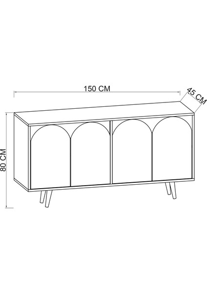 VM VERTEX MOBİLYA Venezia Ahşap Ayaklı Bohem Konsol Safir Meşe 150  cm