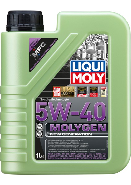 Molygen Motor Yağı 5W-40 1 Litre 21224 (Üretim Tarihi:2024)