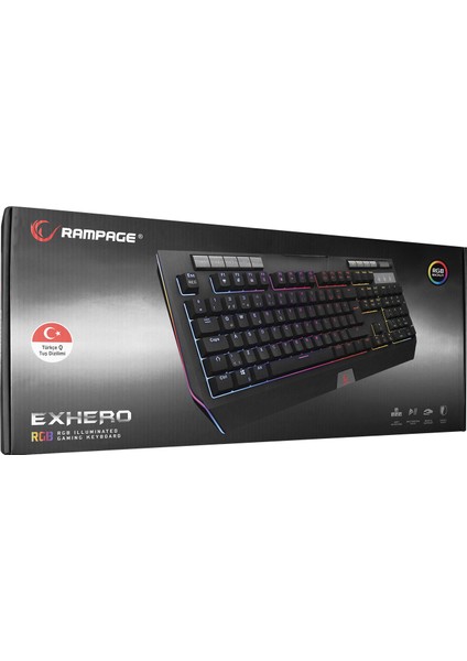 KB-R105 EXHERO Full RGB Ledli Outemu Blue Switch 5 Makro Tuşlu Gaming Klavye