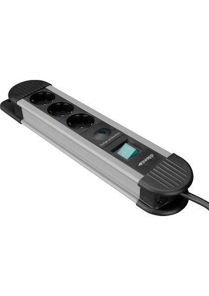 Swapp Spgks03 1.5M 3G1.5Mm2 900 Joule 3Lü Akım Kor. Gri Priz Çoklayıcı