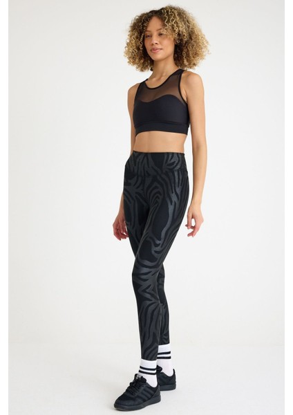 Dar Kesim Desenli Lanzarote Deri Görünümlü Toparlayıcı Spor Tayt fiyatları