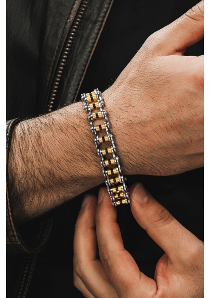 Ottoman Kalın Motosiklet Zinciri Erkek Çelik Bileklik