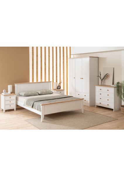 Uren Modern Inci Beyaz Tek Kişilik Karyola 90X190