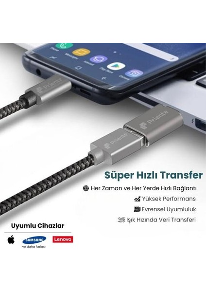 CCA01 Type-C To USB 3.1 Dönüştürücü Metal Adaptör Mini Otg (Priente Türkiye Garantili)