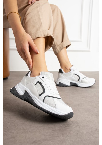 Beyaz Gri Rahat Kalıp Kadın Sneaker fiyatları