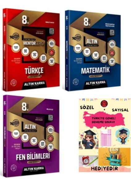 8.sınıf Türkçe + Matematik + Fen Bilimleri Etkinlikli Soru Bankası + Hediye