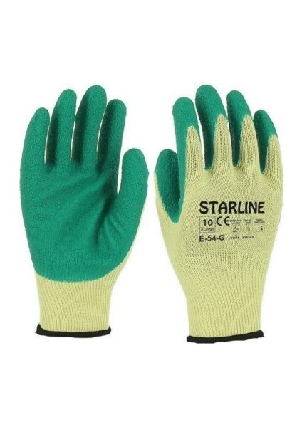 E-54-G 1/2 Lateks Kaplı Polyester Astarlı Kaydırmaz Camcı İş Eldiveni EN388-2132X