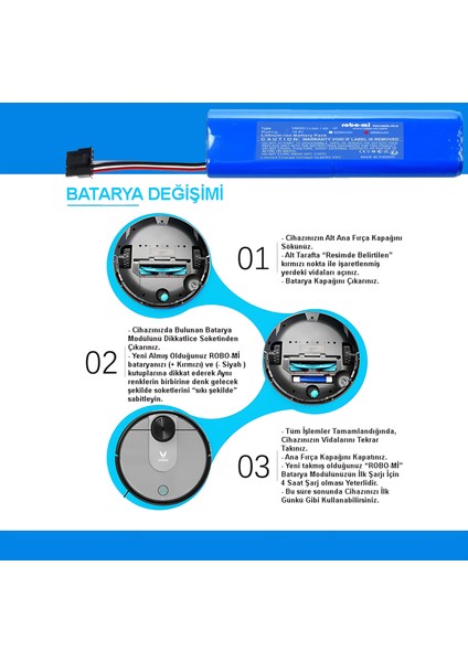 Vıomı V2 Pro Batarya 14.8V 3500MAH Akıllı Robot Süpürge Pili