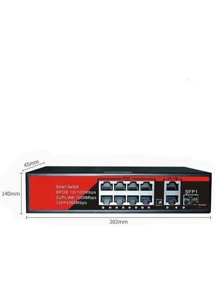 EZ-08PSF-SFP 8 Port 8fe+2ge+1sfp Gıgabıt Poe Swıtch 120W