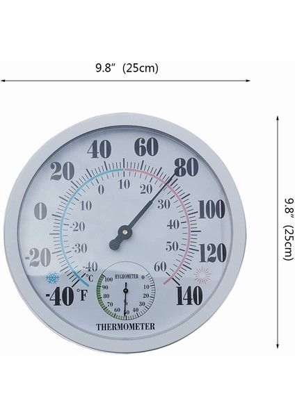 Iç Mekan Dış Mekan Termometre Bahçe Büyük Sayı 10 Çap Beyaz (Yurt Dışından)
