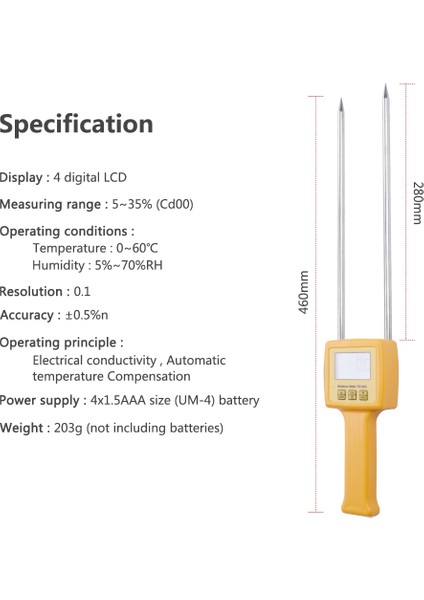 Mısır, Buğday, Pirinç, Fasulye, Buğday Unu Için Dijital Nem Ölçer TK100S (Yurt Dışından)