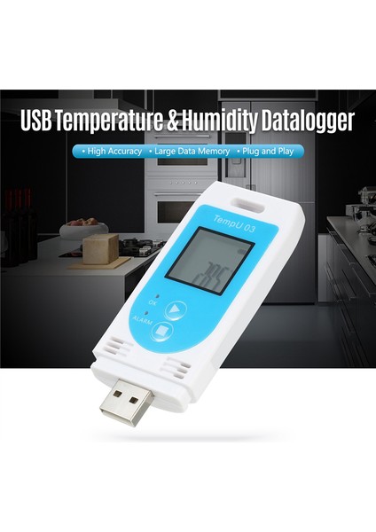 Tempu 03 USB Tekrar Kullanılabilir Rh Temp Veri Kaydedici Nem Kayıt Ölçer (Yurt Dışından)