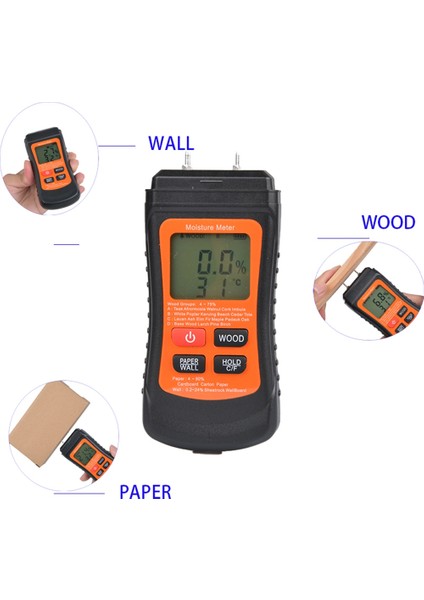 4-75% Iki Pinli Dijital Ahşap Nem Ölçer Ahşap Nem Test Cihazı (Yurt Dışından)