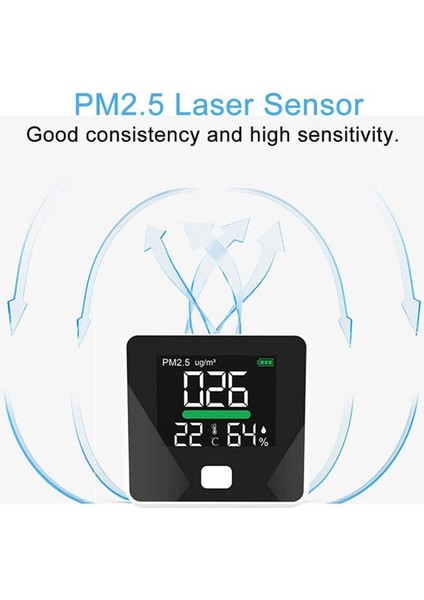 Pm2.5hava Kalitesi Monitörü Dijital Gaz Analizörü Görev Ev LED Sıcaklık Testi (Yurt Dışından)